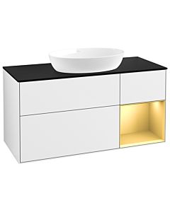 Villeroy und Boch Finion Villeroy und Boch Finion GA72HFGF 120cm, cover plate black matt, Emotion, shelves gold matt lacquer, glossy white lacquer