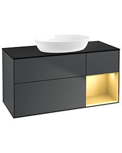Villeroy und Boch Finion Villeroy und Boch Finion GA72HFHG 120cm, cover plate black matt, Emotion, shelves gold matt lacquer, midnight Blue Matt Lacquer