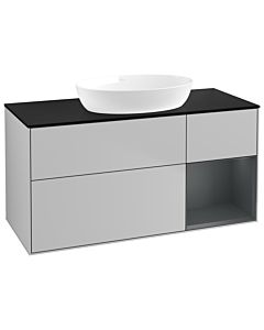 Villeroy und Boch Finion Waschtischunterschrank GA72HGGJ 120cm, Abdeckplatte black matt, Emotion, Regale Midnight matt lacquer, Light grey matt