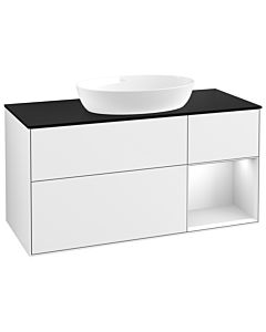 Villeroy und Boch Finion Villeroy und Boch Finion GA72MTGF 120cm, cover plate black matt, Emotion, shelves White matt lacquer, Glossy white lacquer