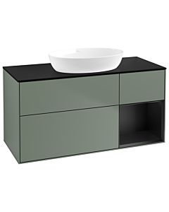 Villeroy und Boch Finion Waschtischunterschrank GA72PDGM 120cm, Abdeckplatte black matt, Emotion, Regale Black matt lacquer, Olive Matt Lacquer