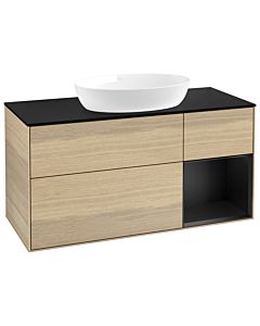 Villeroy und Boch Finion Villeroy und Boch Finion GA72PDPC 120cm, cover plate black matt, Emotion, shelves black matt lacquer, Oak Veneer