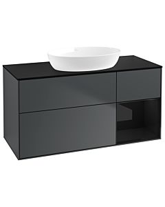 Villeroy und Boch Finion Villeroy und Boch GA72PHHG 120cm, plaque de recouvrement noire mate, Emotion, étagères Blue Matt Lacquer noir brillant, Midnight Blue Matt Lacquer