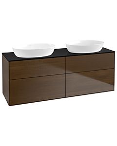 Villeroy und Boch Finion Waschtischunterschrank GA8200GN 160x60,3cm, Emotion, Abdeckplatte black matt, Walnut veneer