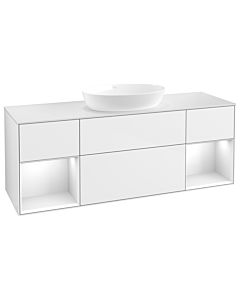Villeroy und Boch Finion Villeroy und Boch GD01GFGF 120cm, plaque de recouvrement blanc mat, Emotion, étagères Laque blanche brillante, Laque blanche brillante