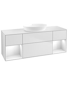 Villeroy und Boch Finion Villeroy und Boch GD01GFMT 120cm, plaque de recouvrement blanc mat, Emotion, étagères Laque blanche brillante, laque blanche mate