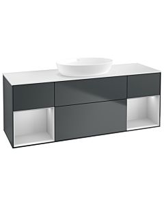 Villeroy und Boch Finion Waschtischunterschrank GD01GJHG 120cm, Abdeckplatte white matt, Emotion, Regale Light grey matt lacquer, Midnight Blue Matt Lacquer