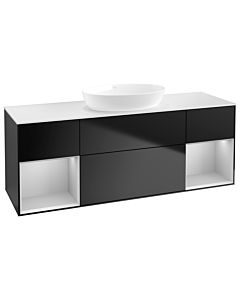 Villeroy und Boch Finion Waschtischunterschrank GD01GJPD 120cm, Abdeckplatte white matt, Emotion, Regale Light grey matt lacquer, Black matt lacquer