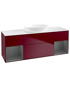 Villeroy und Boch Finion Villeroy und Boch GD01GKHB 120cm, plaque de recouvrement blanc mat, Emotion, étagères laqué anthracite mat, Peony Matt