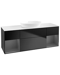 Villeroy und Boch Finion Villeroy und Boch Finion GD01GKPD 120cm, cover plate white matt, Emotion, shelves anthracite matt lacquer, black matt lacquer