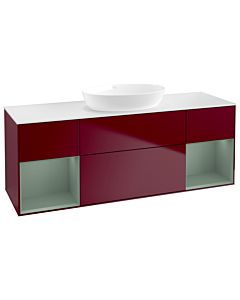 Villeroy und Boch Finion Villeroy und Boch GD01GMHB 120cm, plaque de recouvrement blanc mat, Emotion, étagères laqué olive mat, Peony Matt