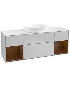 Villeroy und Boch Finion Waschtischunterschrank GD01GNGJ 120cm, Abdeckplatte white matt, Emotion, Regale Walnut Veneer, Light grey matt