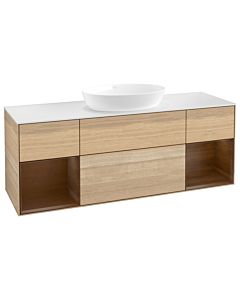 Villeroy und Boch Finion Villeroy und Boch GD01GNPC 120cm, plaque de recouvrement blanc mat, emotion, étagères Walnut Veneer , Oak Veneer