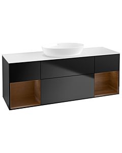Villeroy und Boch Finion Villeroy und Boch Finion GD01GNPD 120cm, cover plate white matt, Emotion, shelves Walnut Veneer , black matt lacquer