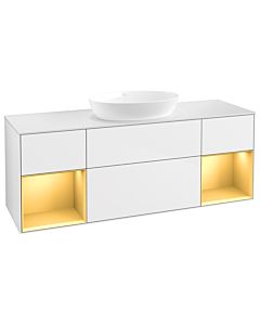 Villeroy und Boch Finion Waschtischunterschrank GD01HFGF 120cm, Abdeckplatte white matt, Emotion, Regale Gold matt lacquer, Glossy white lacquer
