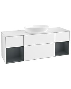 Villeroy und Boch Finion Waschtischunterschrank GD01HGGF 120cm, Abdeckplatte white matt, Emotion, Regale Midnight matt lacquer, Glossy white lacquer