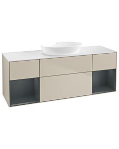 Villeroy und Boch Finion Waschtischunterschrank GD01HGHH 120cm, Abdeckplatte white matt, Emotion, Regale Midnight matt lacquer, Sand Matt Lacquer