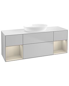 Villeroy und Boch Finion Waschtischunterschrank GD01HHGJ 120cm, Abdeckplatte white matt, Emotion, Regale sand matt lacquer, Light grey matt