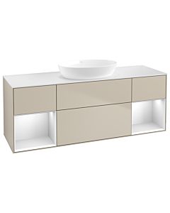 Villeroy und Boch Finion Villeroy und Boch GD01MTHH 120cm, plaque de recouvrement blanc mat, Emotion, étagères laqué blanc mat, Sand Matt Lacquer