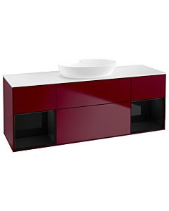 Villeroy und Boch Finion Villeroy und Boch GD01PHHB 120cm, plaque de recouvrement blanc mat, Emotion, étagères Laque noire brillante, Peony Matt