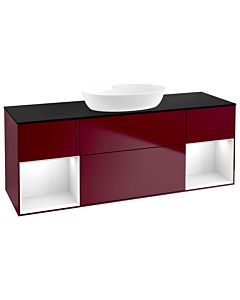 Villeroy und Boch Finion Waschtischunterschrank GD02GFHB 120cm, Abdeckplatte black matt, Emotion, Regale Glossy white lacquer, Peony Matt