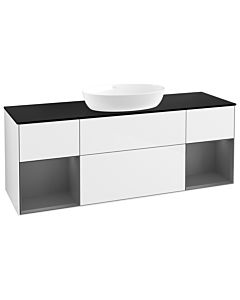 Villeroy und Boch Finion Waschtischunterschrank GD02GKGF 120cm, Abdeckplatte black matt, Emotion, Regale Anthracite matt lacquer, Glossy white lacquer