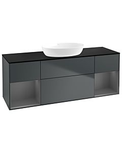 Villeroy und Boch Finion Villeroy und Boch GD02GKHG 120cm, plaque de recouvrement noire mate, Emotion, étagères Blue Matt Lacquer anthracite mat, Midnight Blue Matt Lacquer