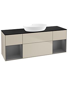 Villeroy und Boch Finion Waschtischunterschrank GD02GKHH 120cm, Abdeckplatte black matt, Emotion, Regale Anthracite matt lacquer, Sand Matt Lacquer
