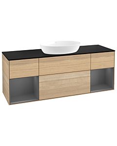 Villeroy und Boch Finion Villeroy und Boch Finion GD02GKPC 120cm, cover plate black matt, Emotion, shelves anthracite matt lacquer, Oak Veneer