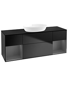 Villeroy und Boch Finion Villeroy und Boch Finion GD02GKPD 120cm, cover plate black matt, Emotion, shelves anthracite matt lacquer, black matt lacquer