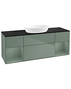 Villeroy und Boch Finion Waschtischunterschrank GD02GMGM 120cm, Abdeckplatte black matt, Emotion, Regale Olive matt lacquer, Olive Matt Lacquer