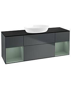 Villeroy und Boch Finion Waschtischunterschrank GD02GMHG 120cm, Abdeckplatte black matt, Emotion, Regale Olive matt lacquer, Midnight Blue Matt Lacquer