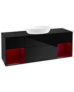 Villeroy und Boch Finion Waschtischunterschrank GD02HBPH 120cm, Abdeckplatte black matt, Emotion, Regale Peony matt lacquer, Glossy Black Lacquer