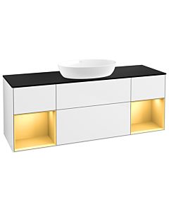 Villeroy und Boch Finion Villeroy und Boch Finion GD02HFGF 120cm, cover plate black matt, Emotion, shelves gold matt lacquer, glossy white lacquer