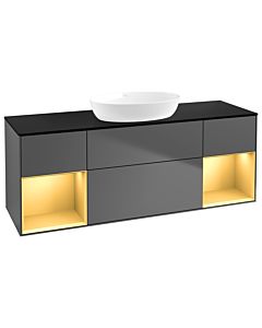Villeroy und Boch Finion Villeroy und Boch Finion GD02HFGK 120cm, cover plate black matt, Emotion, shelves gold matt lacquer, anthracite matt