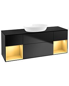 Villeroy und Boch Finion Villeroy und Boch Finion GD02HFPD 120cm, cover plate black matt, Emotion, shelves gold matt lacquer, black matt lacquer