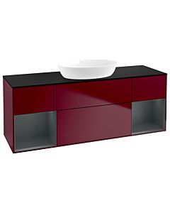 Villeroy und Boch Finion Waschtischunterschrank GD02HGHB 120cm, Abdeckplatte black matt, Emotion, Regale Midnight matt lacquer, Peony Matt
