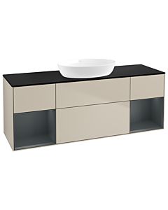 Villeroy und Boch Finion Waschtischunterschrank GD02HGHH 120cm, Abdeckplatte black matt, Emotion, Regale Midnight matt lacquer, Sand Matt Lacquer