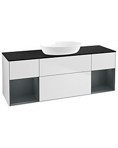 Villeroy und Boch Finion Waschtischunterschrank GD02HGMT 120cm, Abdeckplatte black matt, Emotion, Regale Midnight matt lacquer, White matt lacquer