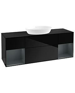 Villeroy und Boch Finion Waschtischunterschrank GD02HGPH 120cm, Abdeckplatte black matt, Emotion, Regale Midnight matt lacquer, Glossy Black Lacquer