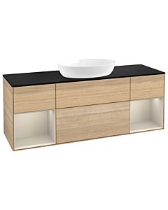 Villeroy und Boch Finion Waschtischunterschrank GD02HHPC 120cm, Abdeckplatte black matt, Emotion, Regale sand matt lacquer, Oak Veneer