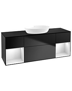 Villeroy und Boch Finion Waschtischunterschrank GD02MTPD 120cm, Abdeckplatte black matt, Emotion, Regale White matt lacquer, Black matt lacquer