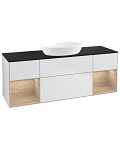 Villeroy und Boch Finion Villeroy und Boch Finion GD02PCMT 120cm, cover plate black matt, Emotion, shelves Oak Veneer , white matt lacquer