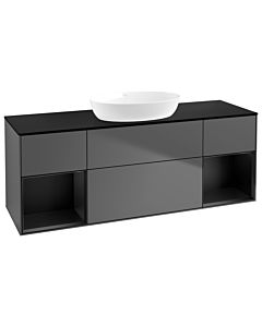 Villeroy und Boch Finion Villeroy und Boch Finion GD02PDGK 120cm, cover plate black matt, Emotion, shelves black matt lacquer, anthracite matt