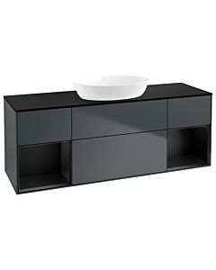 Villeroy und Boch Finion Waschtischunterschrank GD02PDHG 120cm, Abdeckplatte black matt, Emotion, Regale Black matt lacquer, Midnight Blue Matt Lacquer