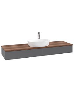 Meuble vasque Villeroy &amp; Boch Antao K14052GK 160 x 19 x 50 cm, percé pour robinetterie, plan vasque couleur noyer chaud, laque anthracite mate