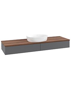 Meuble vasque Villeroy &amp; Boch Antao K14112GK 160 x 19 x 50 cm, plan vasque couleur noyer chaud, laque anthracite mate
