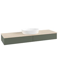 Villeroy &amp; Boch Antao vanity unit K14113HL 160x19x50cm, washbasin top color botticino, leaf green matt lacquer
