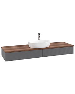Meuble vasque Villeroy &amp; Boch Antao K14152GK 160 x 19 x 50 cm, percé pour robinetterie, plan vasque couleur noyer chaud, laque anthracite mate