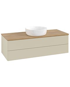 Meuble vasque Villeroy &amp; Boch Antao K21011HJ 120 x 36 x 50 cm, plan vasque couleur chêne miel, laque mate gris soie